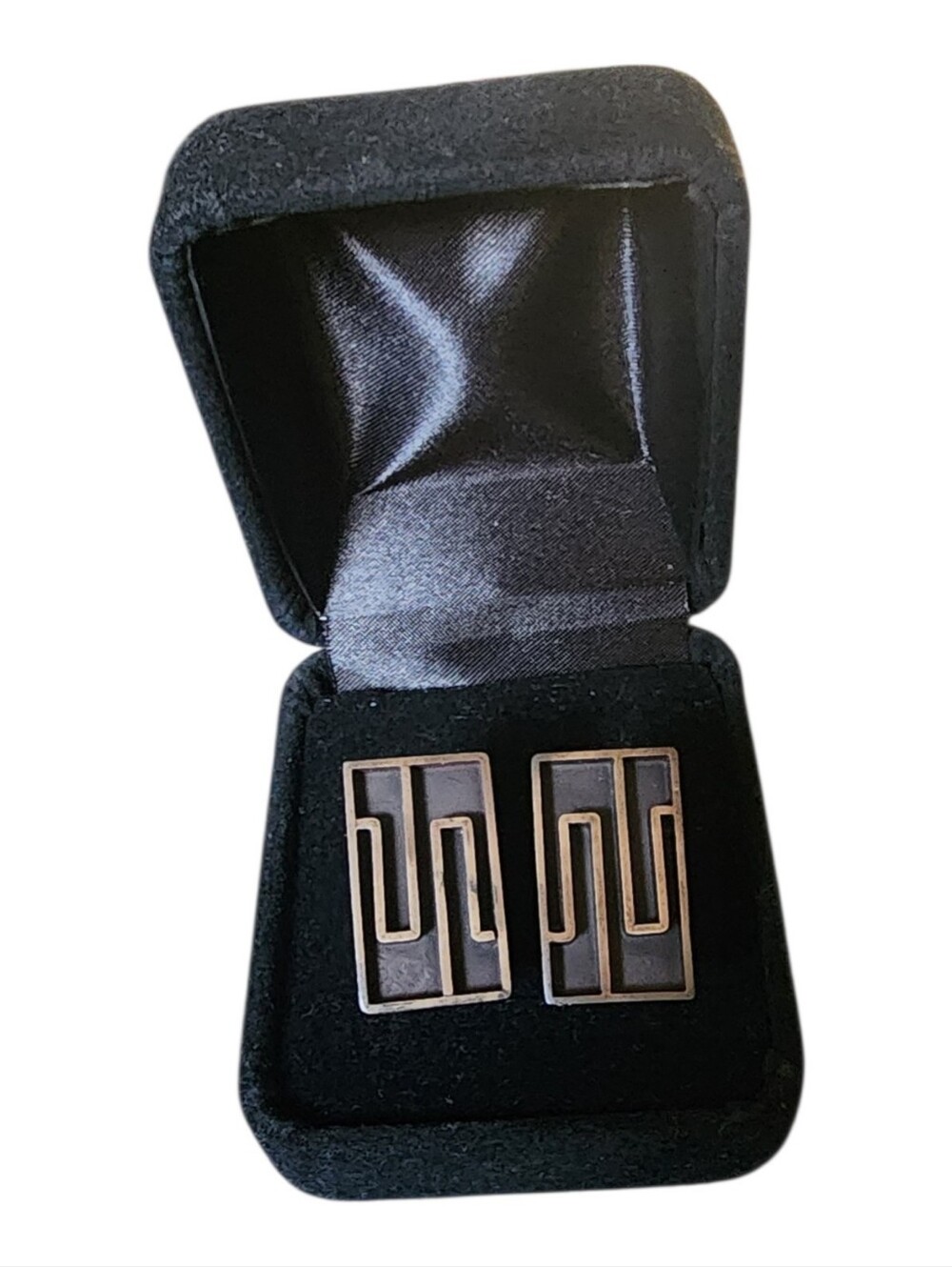 Vintage MCM Sterling Silver 925 Modernist Cufflinks Signed Taxco Mexico Alpaca
